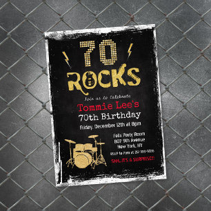 Convite de Aniversário de 70 Anos 70 Rocks Rocksta