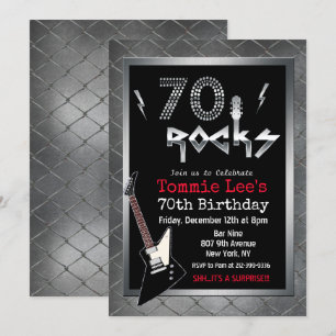 Convite de Aniversário de 70 Anos 70 Rocks Rocksta