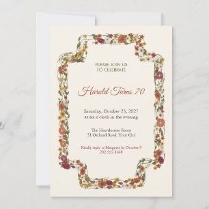 Convite de Aniversário de 70 anos Brocade Hearth