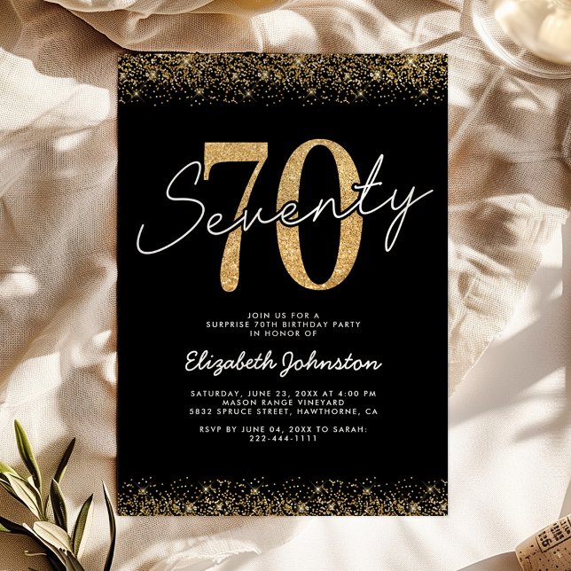Convite de Aniversário de 70 anos Classic Black Go (Criador carregado)