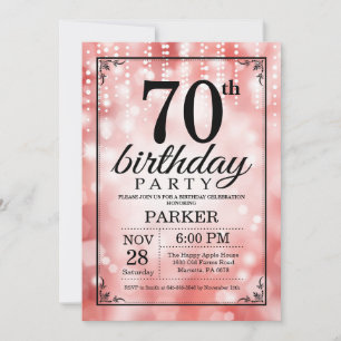 Convite de Aniversário de 70 anos com Brilho Verme
