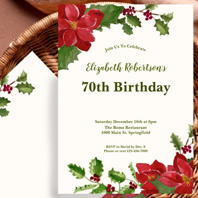 Convite de Aniversário de 70 anos com Flora Elegan (Criador carregado)
