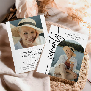 Convite de Aniversário de 70 Anos com Foto em Arco
