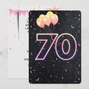 Convite de Aniversário de 70 anos com Letreiro de