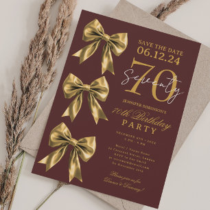Convite de Aniversário de 70 anos Coquette Dourada