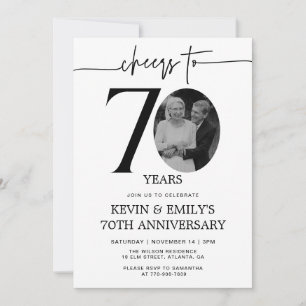 Convite de Aniversário de 70 Anos de Foto Simples