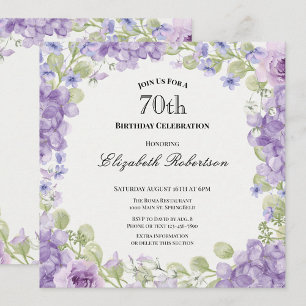 Convite de Aniversário de 70 anos Elegante Floral 