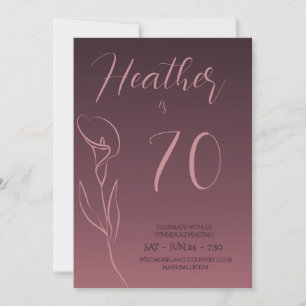 Convite de Aniversário de 70 anos Elegante Floral 