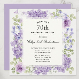 Convite de Aniversário de 70 anos Elegante Flores 