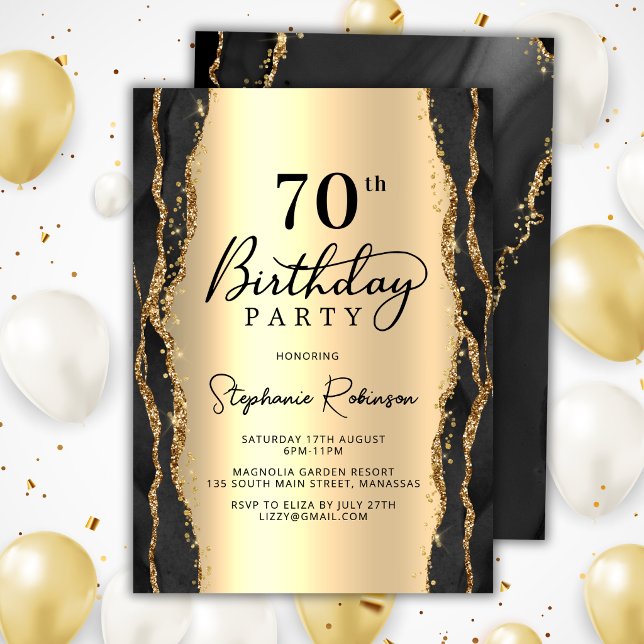 Convite de Aniversário de 70 anos em Ágata Dourada (Criador carregado)