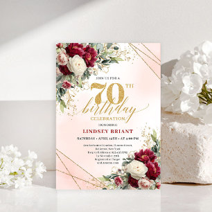 Convite de Aniversário de 70 anos Estilo Vintage D