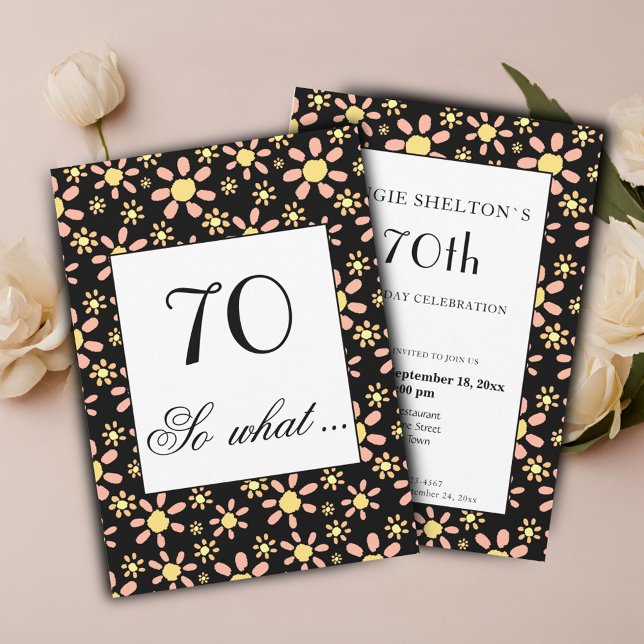 Convite de Aniversário de 70 anos Funny Floral 70  (Criador carregado)