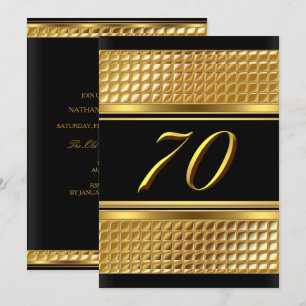 Convite de Aniversário de 70 anos Gold & Black