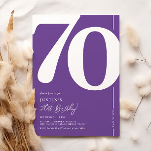 Convite de Aniversário de 70 Anos Roxo Elegante