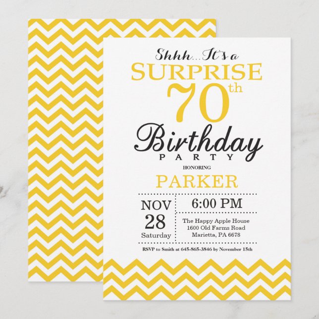 Convite de Aniversário de 70 anos Surpresa com Che (Frente/Verso)