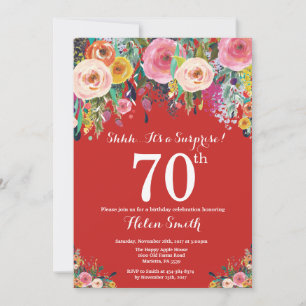 Convite de Aniversário de 70 anos Surpresa Floral 
