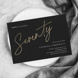 Convite de aniversário de 70 de  preto e Dourado p