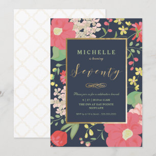 Convite de Aniversário de 70 - Floral Elegante - P