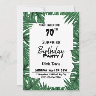 Convite de aniversário de 70 surpresa