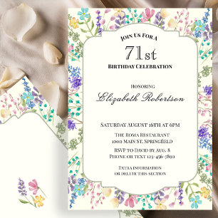 Convite de Aniversário de 71 Anos com Flores Silve