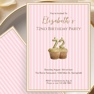 Convite de Aniversário de 72 Anos Única Rosa Doura