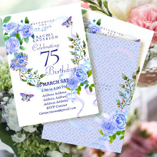Convite de Aniversário de 75 anos com Fita Rosa Az