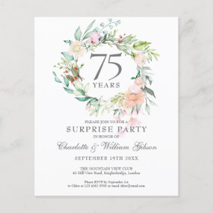 Convite de Aniversário de 75 Anos de Casamento com