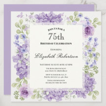 Convite de Aniversário de 75 anos Elegante Flores 