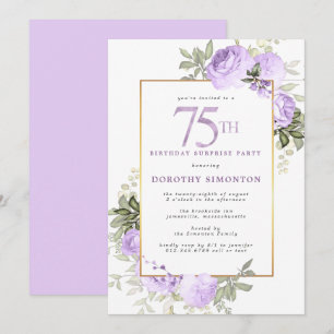 Convite de Aniversário de 75 anos Festa Floral Ros