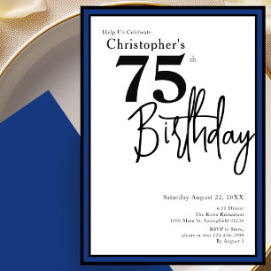 Convite de Aniversário de 75 Anos Moderno Elegante