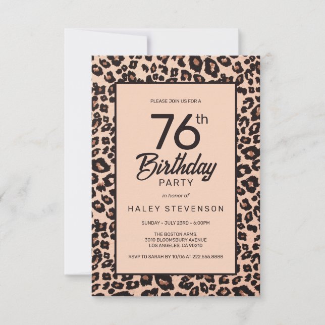 Convite de Aniversário de 76 Anos com Estampa de L (Frente)