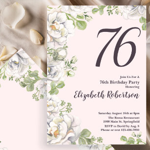 Convite de Aniversário de 76 anos com Peônias Flor