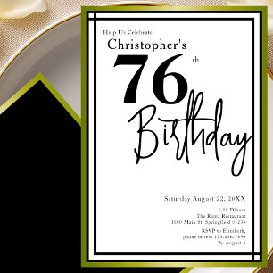 Convite de Aniversário de 76 Anos Moderno Elegante