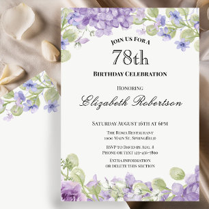 Convite de Aniversário de 78 anos Elegante Floral