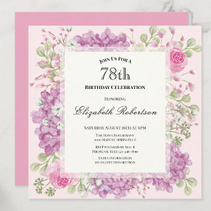 Convite de Aniversário de 78 anos Elegantes Flores