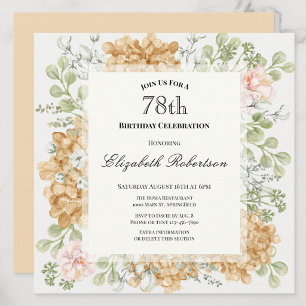 Convite de Aniversário de 78 anos em Cores Elegant