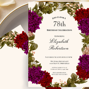 Convite de Aniversário de 78 Anos Feminino Frontei
