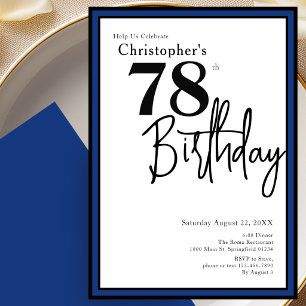 Convite de Aniversário de 78 Anos Moderno Elegante