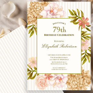 Convite de Aniversário de 79 Anos Elegantes Flores