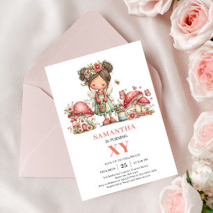 Convite de Aniversário de 7 Anos da Fada Rosa Fofa