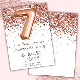 Convite de Aniversário de 7 anos Rose Gold