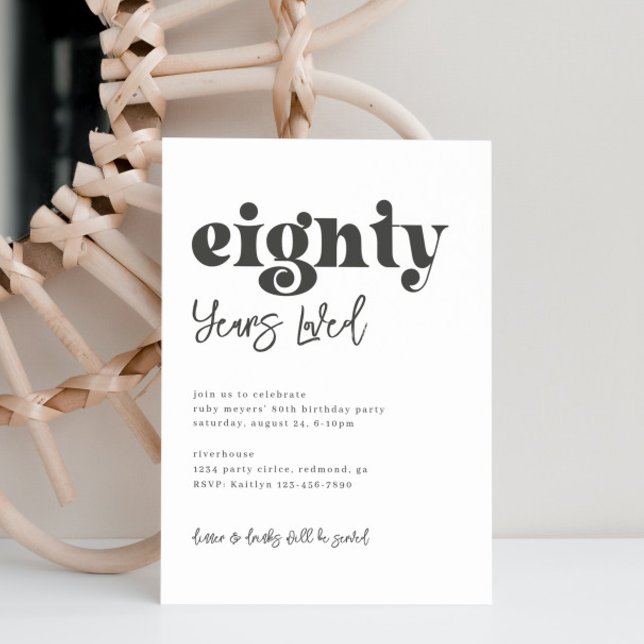 Convite de Aniversário de 80 | Aniversário simples (Criador carregado)