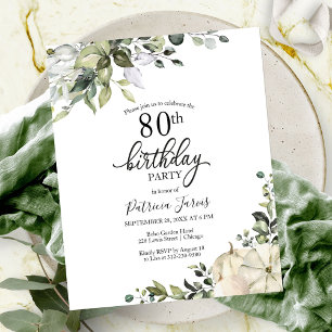 Convite de Aniversário de 80 anos Abóbora Verde