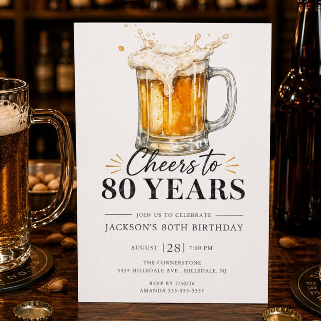 Convite de Aniversário de 80 Anos Cheers (Criador carregado)