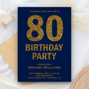 Convite de Aniversário de 80 anos com Brilho Doura