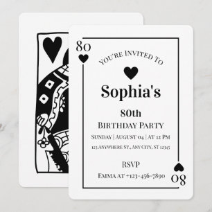 Convite de Aniversário de 80 Anos com Cartas de Co