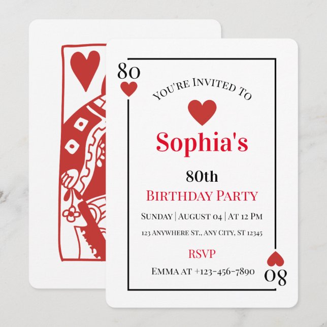 Convite de Aniversário de 80 anos com Cartas de Co (Frente/Verso)