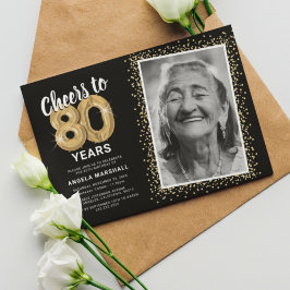 Convite de aniversário de 80 anos com foto