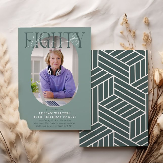 Convite de Aniversário de 80 Anos com Foto e Assin (Criador carregado)