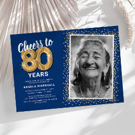 Convite de Aniversário de 80 anos com Foto Elegant